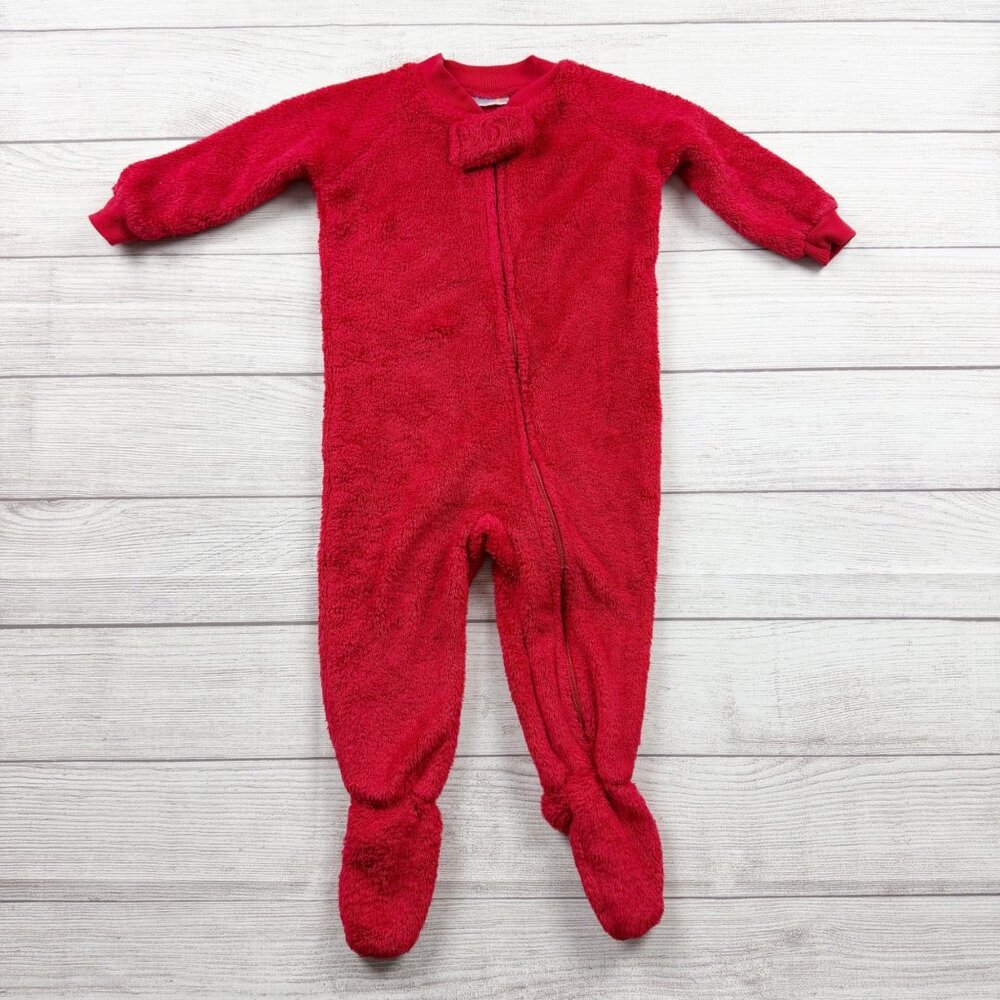 Footed Pajamas Red Fleece Footie Pajamas Zip Up One Piece Sleeper 12-18 Months